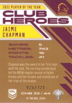 2023 NRL Traders Titanium - Club Heroes Bronze #CHB33 Jaime Chapman Back
